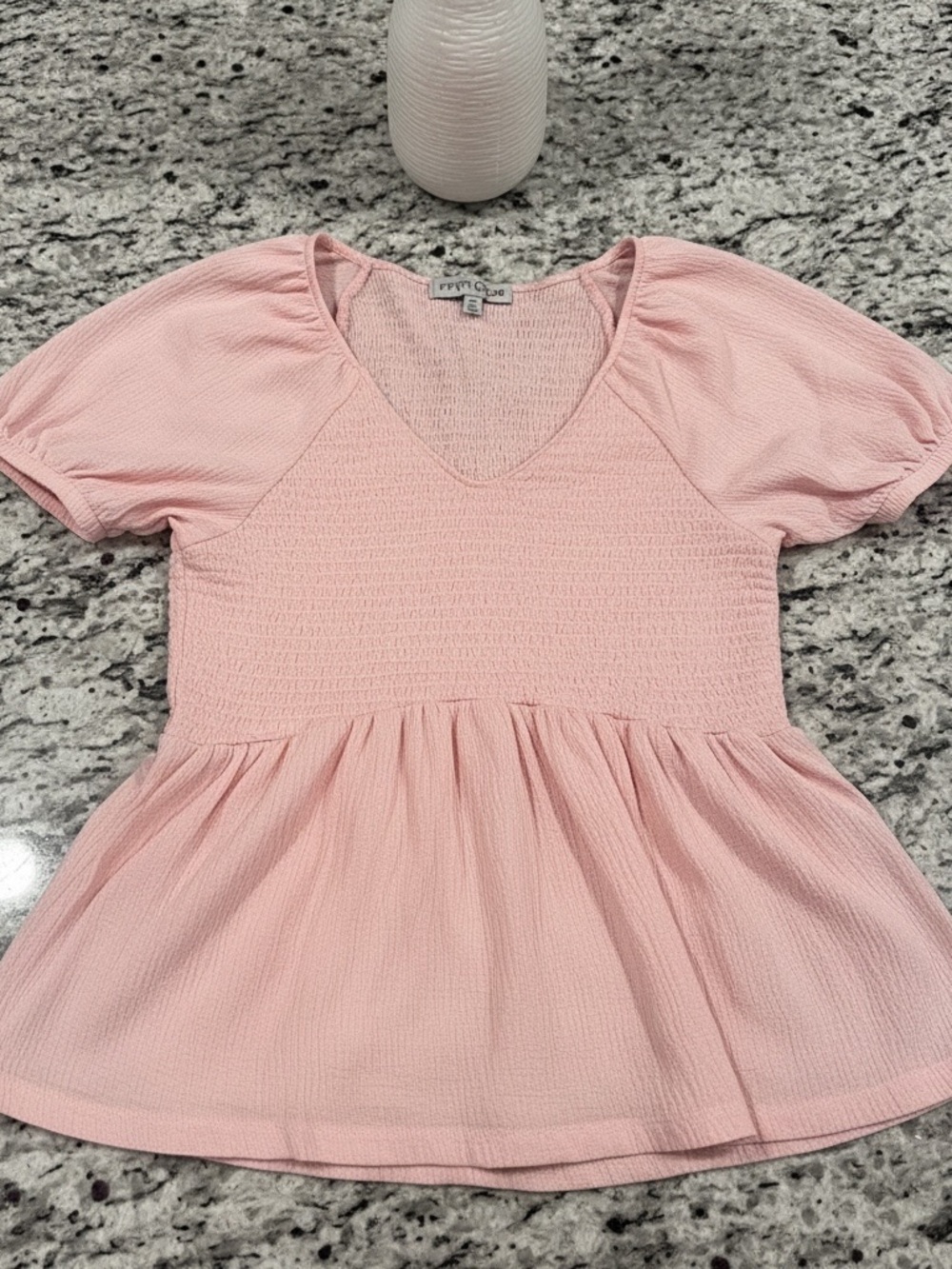 Size XL- Light Pink Smocked Top